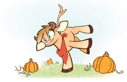 Size: 1280x832 | Tagged: safe, artist:heir-of-rick, derpibooru import, applejack, arizona cow, cow, earth pony, pony, daily apple pony, them's fightin' herds, alternate color palette, bandana, community related, crossover, female, freckles, hidden cane, pumpkin, solo