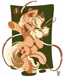 Size: 2541x3090 | Tagged: safe, artist:tohupo, derpibooru import, applejack, earth pony, pony, armpits, eyes closed, female, lasso, mare, rope, solo