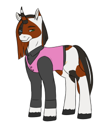 Size: 816x957 | Tagged: safe, artist:guiltyp, pony, unicorn, clothes, female, mare, shirt, simple background, solo, sweater vest, transparent background