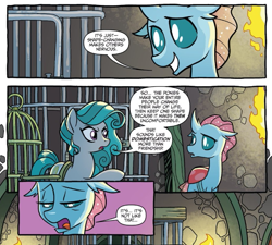 Size: 713x642 | Tagged: safe, artist:tonyfleecs, idw, ocellus, swift foot, changedling, changeling, earth pony, pony, spoiler:comic, spoiler:comicfeatsoffriendship01, comic, duo, female, mare, official comic, speech bubble