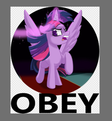 Size: 523x565 | Tagged: safe, artist:jen-neigh, twilight sparkle, twilight sparkle (alicorn), alicorn, pony, the beginning of the end, female, magic, mare, obey, simple background, solo, transparent background