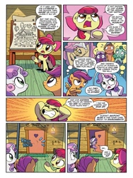 Size: 768x1024 | Tagged: safe, artist:brendahickey, idw, apple bloom, diamond tiara, mayor mare, scootaloo, sweetie belle, spoiler:comic, spoiler:comicspiritoftheforest03, cutie mark crusaders, preview