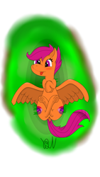 Size: 670x1192 | Tagged: safe, artist:bakanato, scootaloo, pegasus, pony, female, filly, on back, solo, tongue out
