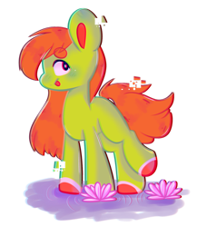 Size: 1280x1472 | Tagged: safe, artist:jxst-alexa, earth pony, pony, female, flower, lotus (flower), mare, simple background, solo, transparent background