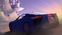 Size: 3840x2160 | Tagged: safe, artist:silfoe, twilight sparkle, pony, canterlot, canterlot castle, car, commission, driving, lexus, lexus lf-a, scenery, solo