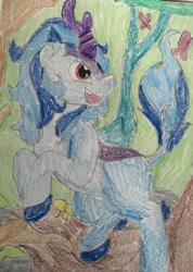 Size: 1921x2698 | Tagged: safe, artist:wolfspiritclan, oc, oc only, butterfly, kirin, solo, traditional art