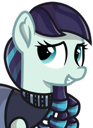 Size: 731x1004 | Tagged: safe, artist:rainbow eevee, coloratura, pony, clothes, female, mare, simple background, smiling, solo, transparent background