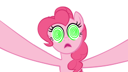 Size: 3840x2160 | Tagged: safe, artist:petraea, derpibooru import, pinkie pie, earth pony, pony, bridle gossip, evil enchantress, simple background, solo, swirly eyes, transparent background, vector