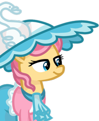 Size: 799x980 | Tagged: safe, artist:rainbow eevee, swan song, pony, clothes, dress, female, hat, lidded eyes, mare, simple background, solo, transparent background