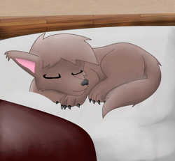 Size: 3448x3192 | Tagged: safe, artist:mr100dragon100, pony, werewolf, wolf pony, bed, colt, male, puppy, sleeping