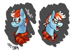 Size: 800x534 | Tagged: safe, artist:jimmyjamno1, oc, oc:doofs, pony, bust, commission, flannel, glasses, happy, male, stallion