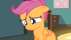 Size: 1920x1080 | Tagged: safe, screencap, scootaloo, pony, flight to the finish, season 4, crying, sad, wavy mouth