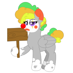 Size: 1800x1800 | Tagged: safe, artist:ponkus, oc, oc only, oc:odd inks, pegasus, pony, clown, clown makeup, meme, sign, solo, template