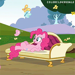 Size: 245x245 | Tagged: safe, derpibooru import, screencap, pinkie pie, butterfly, earth pony, pony, too many pinkie pies, animated, gif, nose in the air, solo