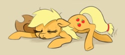 Size: 800x353 | Tagged: safe, artist:zetamad, derpibooru import, applejack, earth pony, pony, atg 2019, newbie artist training grounds, sleeping, solo