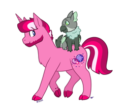 Size: 1280x1096 | Tagged: safe, artist:quincydragon, oc, oc:berry burst, oc:motley, pony, unicorn, cloven hooves, dragriff, duo, magical lesbian spawn, male, offspring, parent:gabby, parent:spike, parent:tempest shadow, parent:twilight sparkle, parents:spabby, parents:tempestlight, simple background, stallion, transparent background