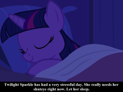 Size: 972x729 | Tagged: safe, edit, edited screencap, screencap, twilight sparkle, twilight sparkle (alicorn), alicorn, equestria girls, equestria girls (movie), bed, bronybait, caption, cropped, cute, sleeping, solo, twiabetes