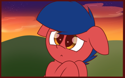 Size: 1920x1200 | Tagged: safe, artist:thebadbadger, oc, oc only, oc:phire demon, pony, floppy ears, scared, solo