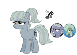 Size: 1430x1034 | Tagged: safe, artist:rainbow15s, limestone pie, oc, oc:sour note, pony, crack ship offspring, crack shipping, crossover, earth pony oc, next generation, shipping, spongebob squarepants, squidward tentacles