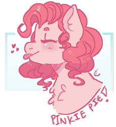 Size: 885x970 | Tagged: safe, artist:higuysimgrace, derpibooru import, pinkie pie, earth pony, pony, :p, abstract background, blushing, bust, chest fluff, cute, diapinkes, eyes closed, heart, portrait, solo, tongue out