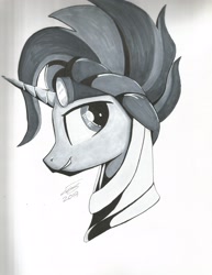 Size: 2550x3300 | Tagged: safe, artist:sigilponies, hoo'far, pony, bust, grayscale, ink drawing, male, monochrome, portrait, solo, traditional art