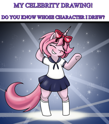 Size: 1472x1668 | Tagged: safe, artist:pencil bolt, oc, oc:neko heart, pony, unicorn, clothes, female, school uniform, smiling, space