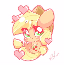 Size: 3892x3925 | Tagged: safe, artist:hungrysohma, derpibooru import, applejack, earth pony, pony, chibi, cute, female, heart, jackabetes, mare, solo