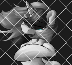 Size: 2422x2178 | Tagged: safe, artist:lurker, oc, oc:lurker, pony, black and white, grayscale, looking at you, meme, monochrome, solo, u got that