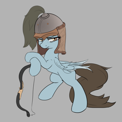 Size: 2000x2000 | Tagged: safe, artist:lurker, oc, pegasus, pony, arrow, bow (weapon), bow and arrow, colored, hat, simple background, weapon