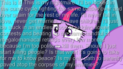 Size: 1920x1080 | Tagged: safe, artist:dwk, edit, edited screencap, screencap, twilight sparkle, twilight sparkle (alicorn), alicorn, pony, the beginning of the end, existential crisis, solo, text, totally legit recap