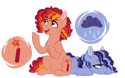 Size: 4400x2742 | Tagged: safe, artist:azure-art-wave, oc, oc only, oc:friday fiesta, oc:sunday siesta, earth pony, pegasus, pony, female, magical lesbian spawn, mare, offspring, parent:pinkie pie, parent:rainbow dash, parents:pinkiedash, prone