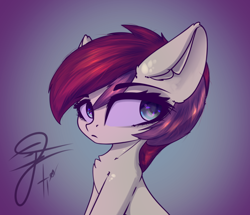 Size: 2350x2025 | Tagged: safe, artist:egsytion, roseluck, pony, bust, eye clipping through hair, portrait, simple background, solo