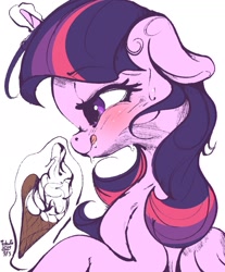 Size: 1170x1415 | Tagged: safe, artist:tohupo, twilight sparkle, twilight sparkle (alicorn), alicorn, pony, female, food, ice cream, mare, solo, suggestive eating