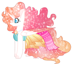 Size: 2201x1946 | Tagged: safe, artist:crazysketch101, oc, oc only, alicorn, pony, alicorn oc, clothes, colored wings, colored wingtips, dress, ethereal mane, galaxy mane, simple background, solo, sparkles, transparent background
