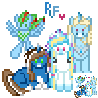 Size: 200x200 | Tagged: safe, artist:adekkah, oc, oc only, oc:denim belle, oc:lightning beat, oc:snow crystal, oc:sweet apple, alicorn, pegasus, pony, unicorn, alicorn oc, heart, pixel art, simple background, text, transparent background