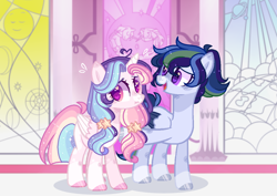 Size: 1210x858 | Tagged: safe, artist:moon-rose-rosie, oc, oc only, oc:celestial moon, oc:sparkle dash, pegasus, pony, unicorn, base used, female, magical lesbian spawn, mare, offspring, parent:rainbow dash, parent:twilight sparkle, parents:twidash