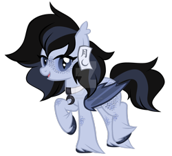 Size: 1280x1155 | Tagged: safe, artist:magicdarkart, oc, bat pony, pony, bat pony oc, chinese, deviantart watermark, female, freckles, mare, obtrusive watermark, raised hoof, simple background, solo, transparent background, unshorn fetlocks, watermark