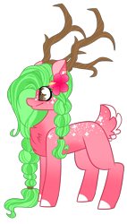 Size: 1137x2000 | Tagged: safe, artist:crazysketch101, oc, oc only, oc:brin beauty, deer pony, original species, flower, flower in hair, simple background, solo, transparent background