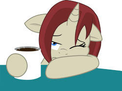 Size: 1108x827 | Tagged: safe, artist:chipmagnum, oc, oc:akira, pony, unicorn, coffee mug, female, mare, mug, simple background, solo, transparent background