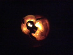 Size: 2592x1936 | Tagged: safe, artist:earthquake87, nightmare moon, pony, halloween, holiday, irl, jack-o-lantern, looking at you, moon, nightmare night, photo, pumpkin, pumpkin carving