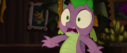 Size: 1920x804 | Tagged: safe, screencap, spike, dragon, my little pony: the movie, claws, male, shocked, solo