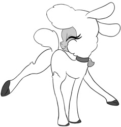 Size: 1327x1392 | Tagged: safe, artist:larrykitty, pom lamb, them's fightin' herds, butt, community related, dancing, eyes closed, female, lamp, monochrome, plot, solo