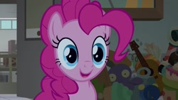 Size: 1920x1080 | Tagged: safe, derpibooru import, screencap, pinkie pie, earth pony, pony, the last laugh, looking at you, solo