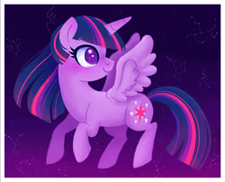 Size: 1531x1240 | Tagged: safe, artist:cascayd, twilight sparkle, twilight sparkle (alicorn), alicorn, pony, constellation, cute, female, mare, night, no pupils, profile, sky, solo, stars, twiabetes