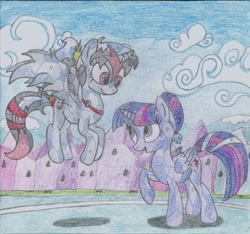 Size: 1642x1538 | Tagged: safe, artist:nephilim rider, twilight sparkle, twilight sparkle (alicorn), oc, oc:heaven lost, alicorn, crystal pony, pony, crystal twilight, crystallized, nephilim, traditional art