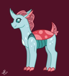 Size: 1024x1133 | Tagged: safe, artist:quincydragon, ocellus, changedling, changeling, older, older ocellus, red background, simple background, solo