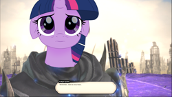 Size: 2414x1362 | Tagged: safe, twilight sparkle, my little pony: the movie, ascian, emet-selch, end of ponies, final fantasy, final fantasy xiv, floppy ears, sad, solo, spoiler for another series, spoilers for another series, the ride is over