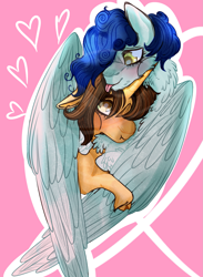 Size: 1433x1953 | Tagged: safe, artist:grateful-dead-raised, curly winds, some blue guy, wiz kid, pegasus, pony, unicorn, equestria girls, canon couple, care root, equestria girls ponified, gay, male, ponified, shipping, wizwinds