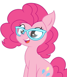 Size: 2721x3121 | Tagged: safe, artist:slb94, artist:tjpones, color edit, derpibooru import, edit, pinkie pie, earth pony, pony, adorkable, colored, cute, diapinkes, dork, female, glasses, mare, simple background, solo, transparent background, vector