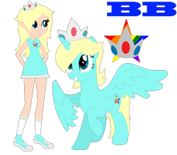 Size: 590x516 | Tagged: safe, artist:ayang888, artist:selenaede, alicorn, human, pony, equestria girls, barely eqg related, barely pony related, base used, clothes, crossover, crown, equestria girls style, equestria girls-ified, jewelry, nintendo, ponified, princess rosalina, regalia, rosalina, shoes, super mario bros., super smash bros.